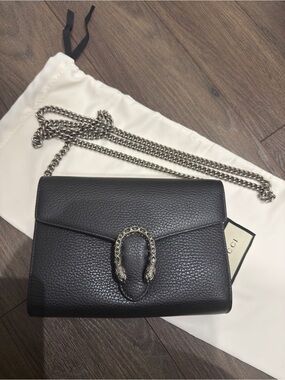 Gucci Black Leather Dionysus Shoulder Bag WOC